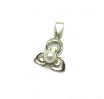 PE001189 Stylish Sterling silver pendant 925 solid Flower with 6mm pearl